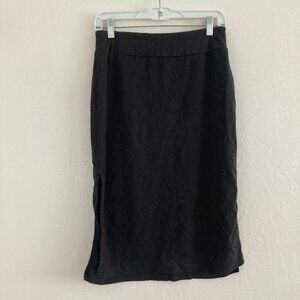 Toad&Co Samba Paseo Midi Skirt Black Cotton Blend Easy Pull On Granola Travel XS